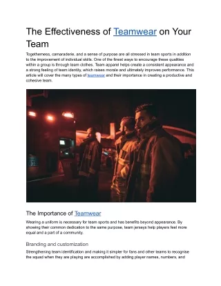 the effectiveness of teamwear on your team