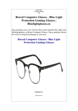 Boreal Computer Glasses - Blue Light Protection Gaming Glasses  Bluelightglasses.ca