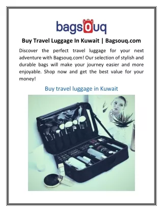 Buy Travel Luggage In Kuwait  Bagsouq
