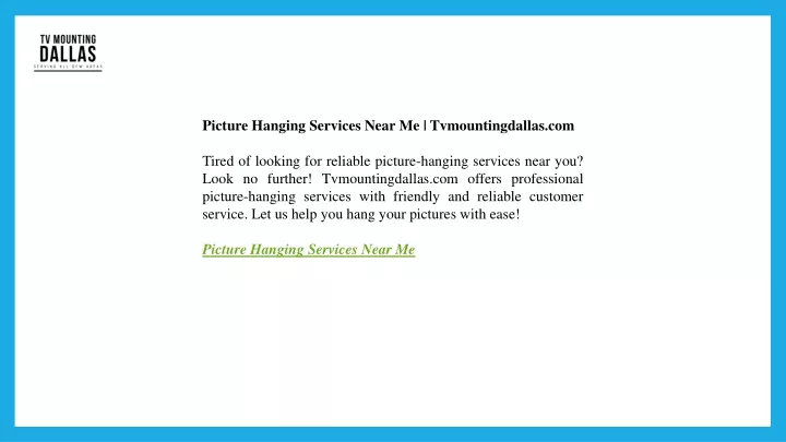 picture hanging services near me tvmountingdallas