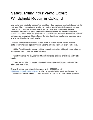 Safeguarding Your View_ Expert Windshield Repair in Oakland