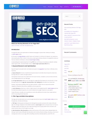 What Are the Key Elements of On-Page SEO? | Search engine optimization