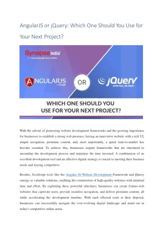 angularjs or jquery which one should