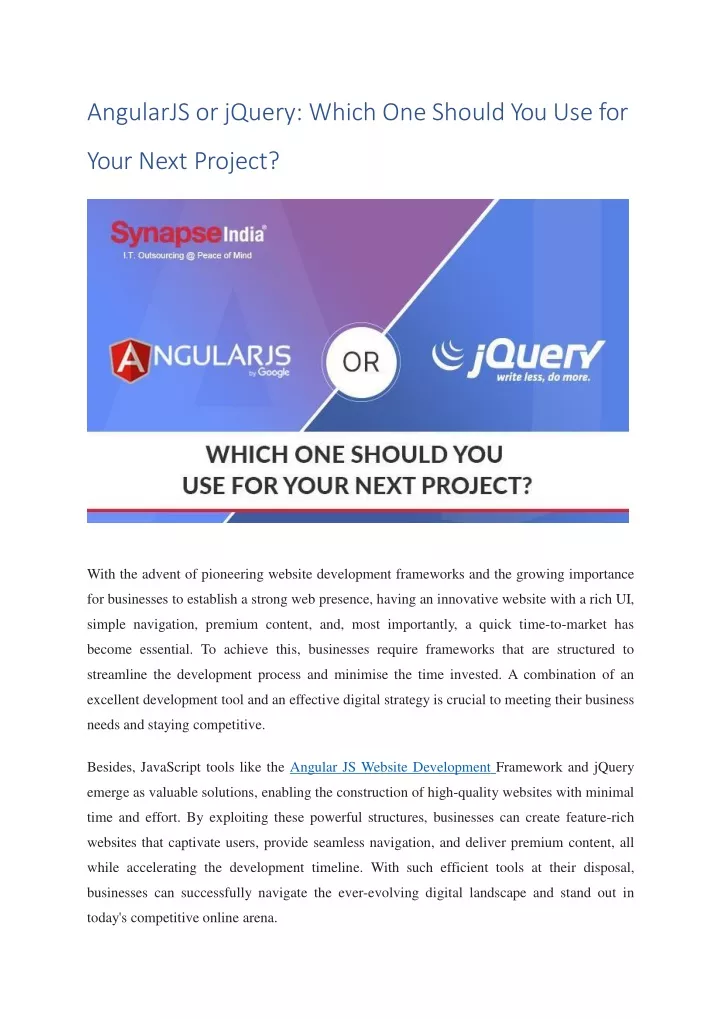 angularjs or jquery which one should