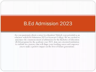 B.Ed Admission 2023
