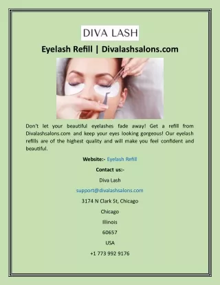 Eyelash Refill  Divalashsalons
