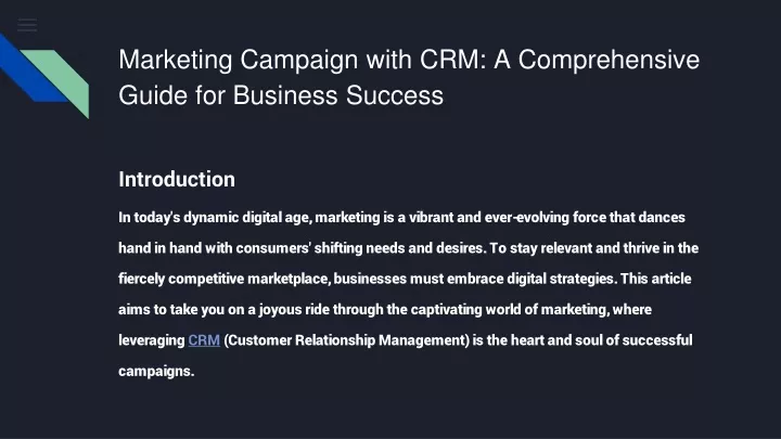 marketing campaign with crm a comprehensive guide for business success