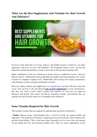 What are the Best Supplements and Vitamins for Hair Growth and Thickness ?