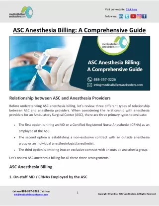 ASC Anesthesia Billing: A Comprehensive Guide