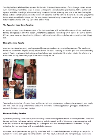 Little Changes That'll Make a Big Difference With Your nasal tanning spray