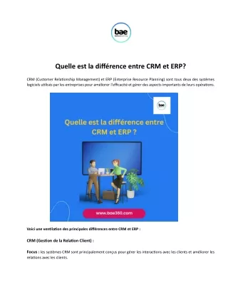 Quelle est la différence entre CRM et ERP ?