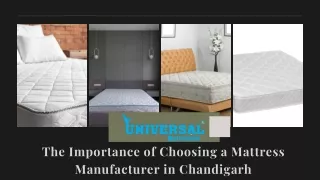 The Importance of Choosing a Mattress Manufacturer in Chandigarh