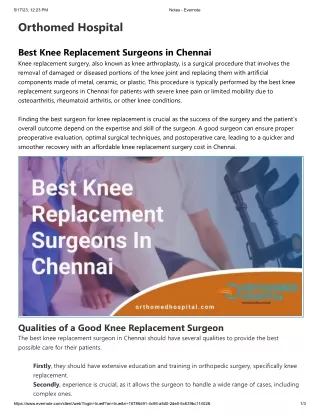 Best Knee Replacement Surgeons in Chennai