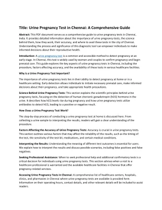Urine pregnancy test pdf