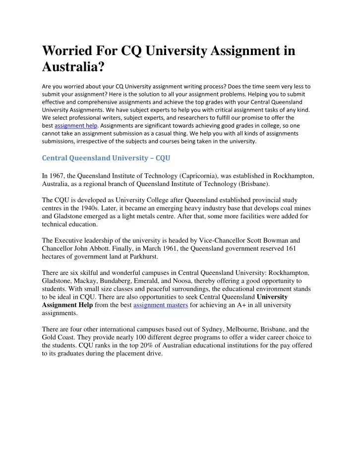 worried for cq university assignment in australia