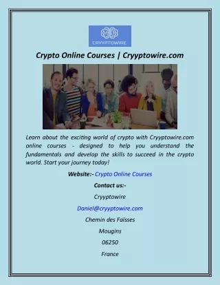 Crypto Online Courses  Cryyptowire