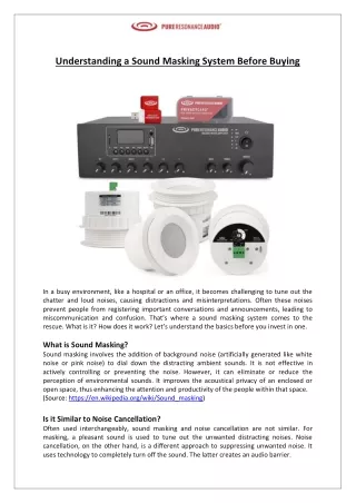 Pure Resonance Audio - Understanding a Sound Masking System Before Buying