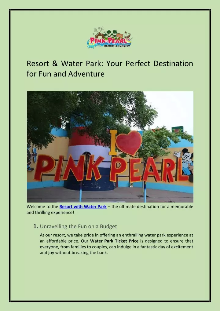 resort water park your perfect destination