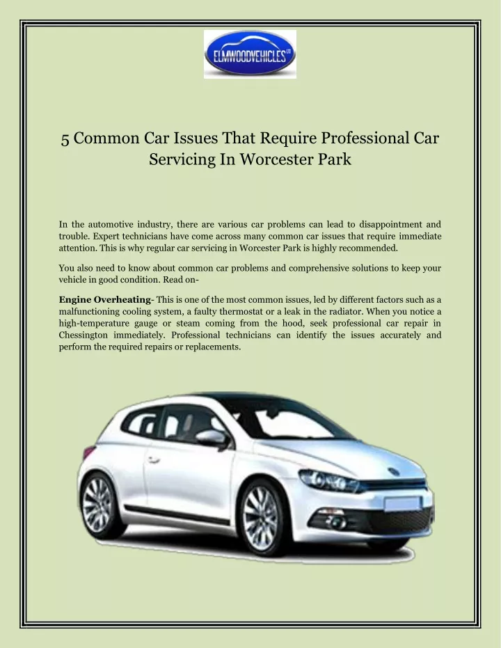 5 common car issues that require professional