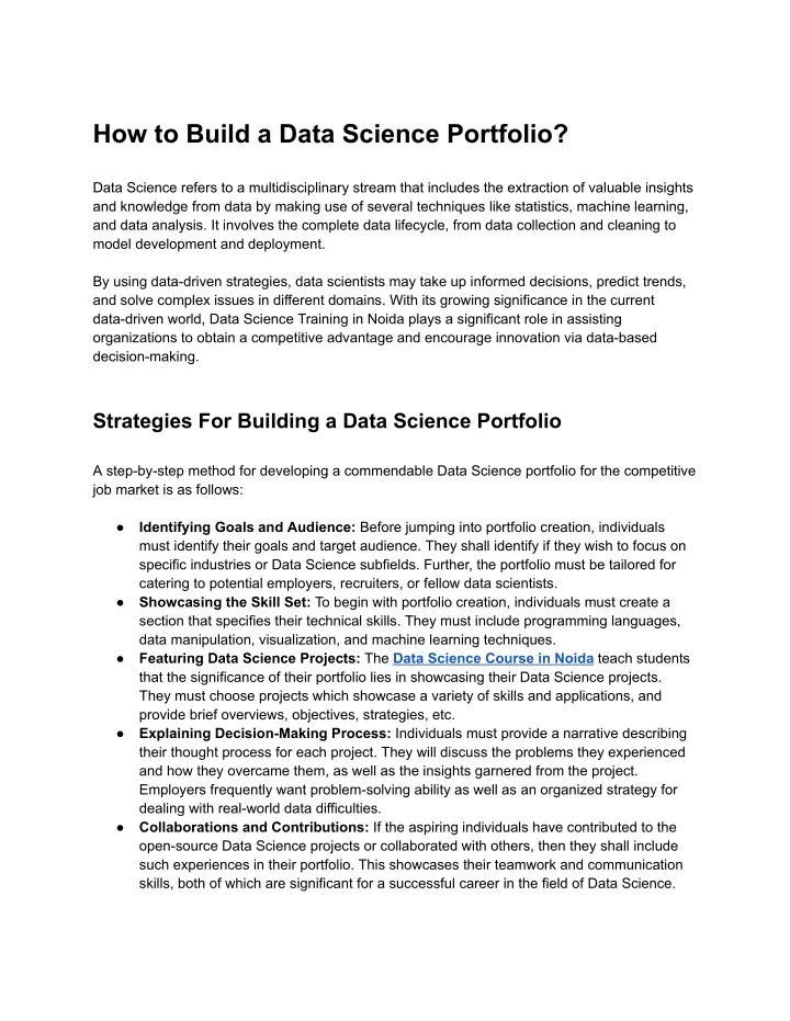 how to build a data science portfolio