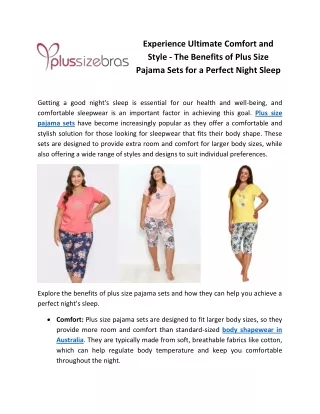 Experience Ultimate Comfort and Style - The Benefits of Plus Size Pajama Sets for a Perfect Night Sleep