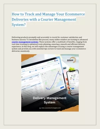 Ecommerce Deliveries with a Courier Management System