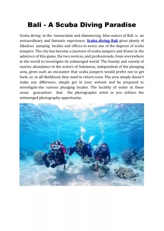 Bali - A Scuba Diving Paradise