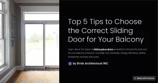 Top 5 Tips to Choose the Correct Sliding Door for Your Balcony