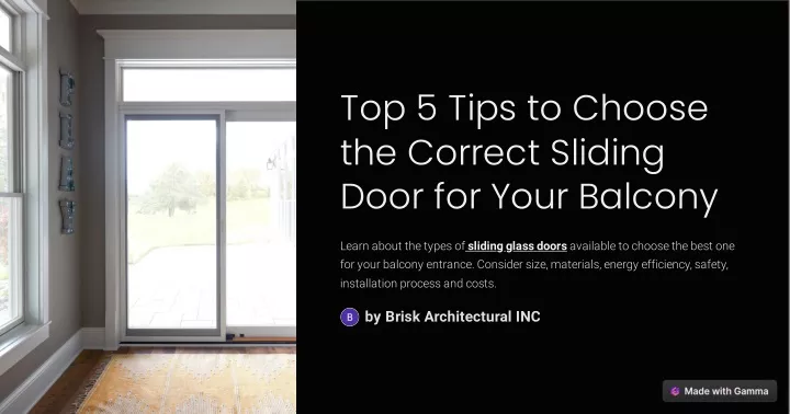 PPT - Top 5 Tips to Choose the Correct Sliding Door for Your Balcony ...