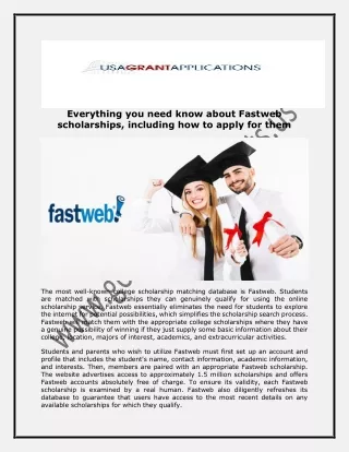 Everything you need know about Fastweb scholarships, including how to apply for