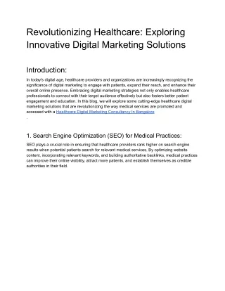 Revolutionizing Healthcare_ Exploring Innovative Digital Marketing Solutions
