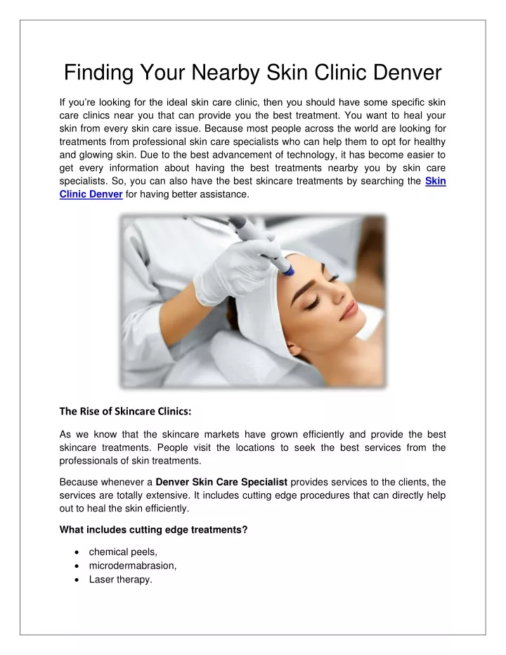 finding your nearby skin clinic denver