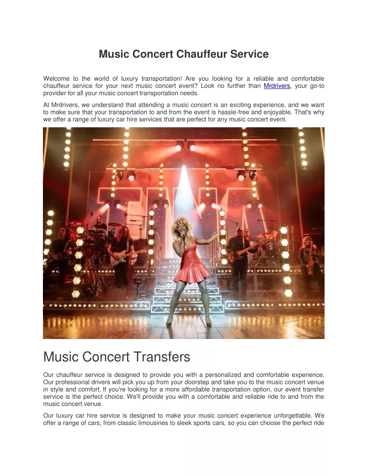 music concert chauffeur service welcome