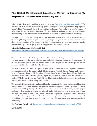 Metallurgical Limestone Market