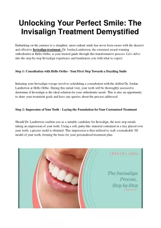 Unlocking Your Perfect Smile_ The Invisalign Treatment Demystified