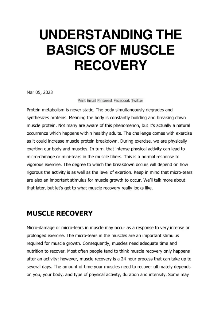 understanding the basics of muscle recovery