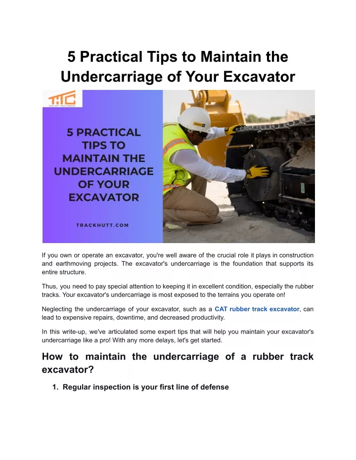 5 practical tips to maintain the undercarriage
