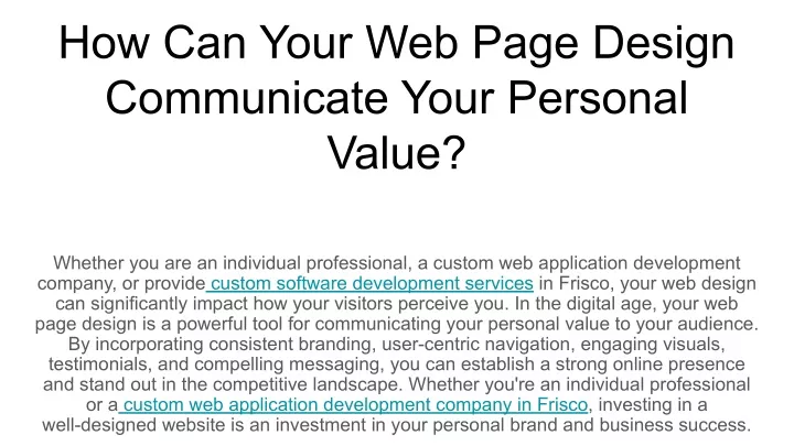 how can your web page design communicate your