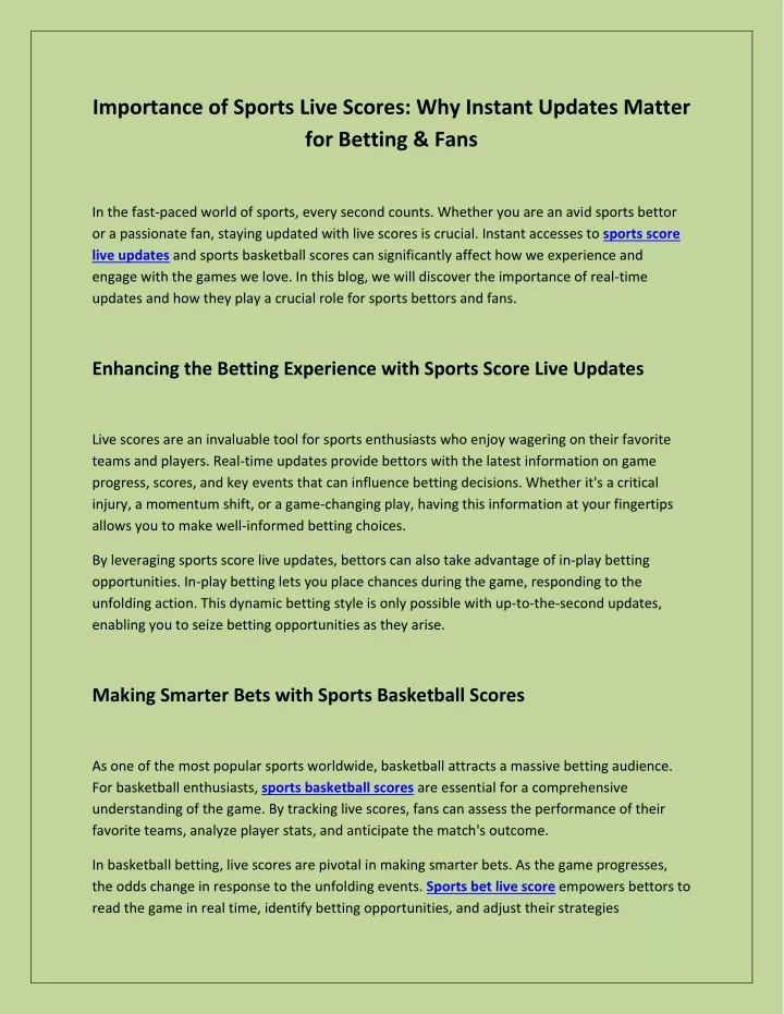importance of sports live scores why instant