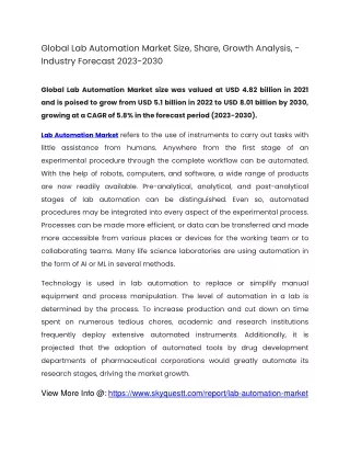 global lab automation market size share growth