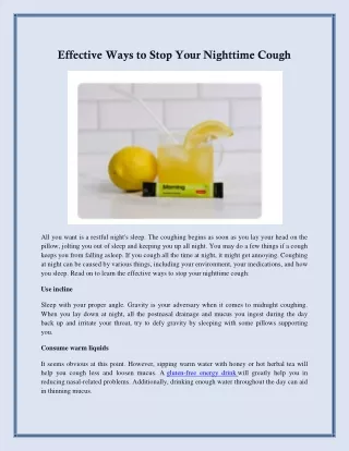 Effective Ways to Stop Your Nighttime Cough