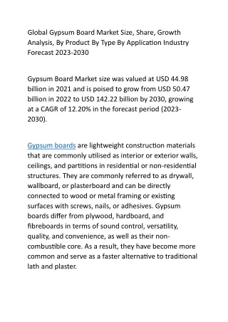 global gypsum board market size share growth