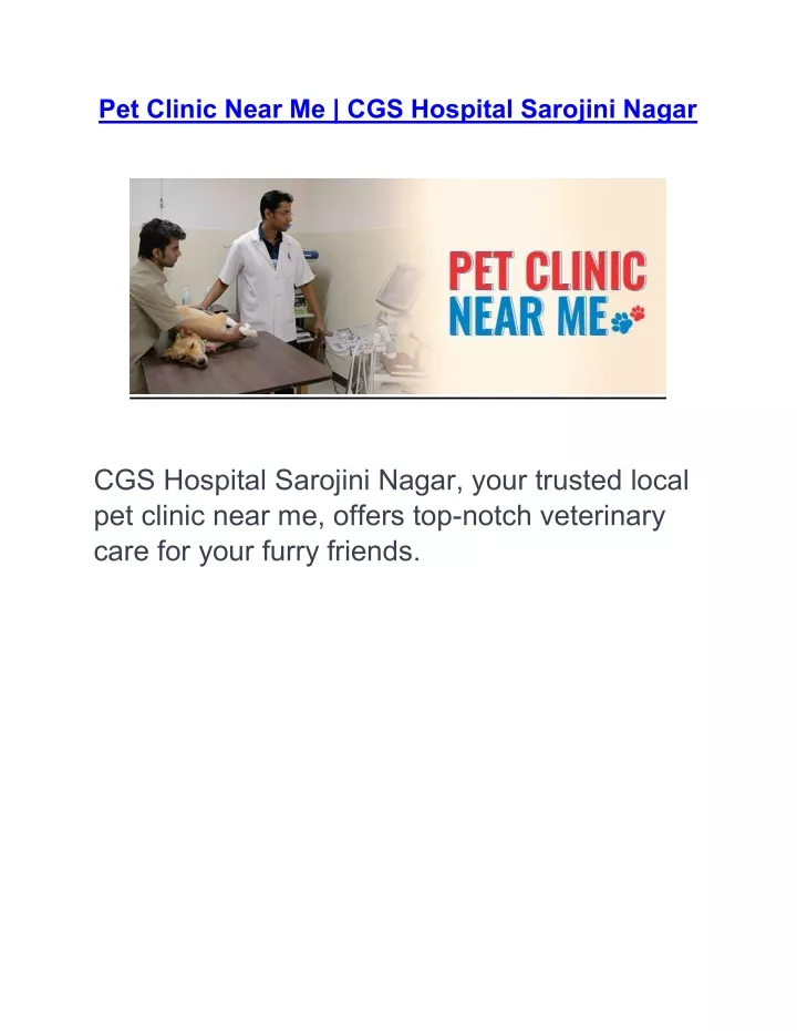 pet clinic near me cgs hospital sarojini nagar