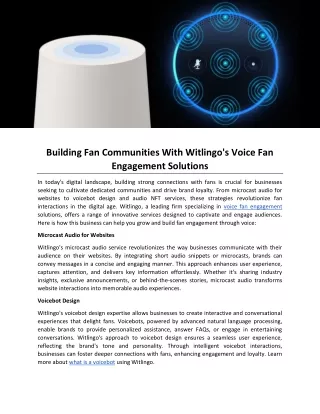Building Fan Communities With Witlingo's Voice Fan Engagement Solutions