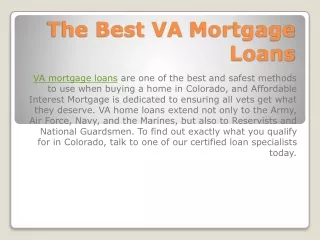The Best VA Mortgage Loans