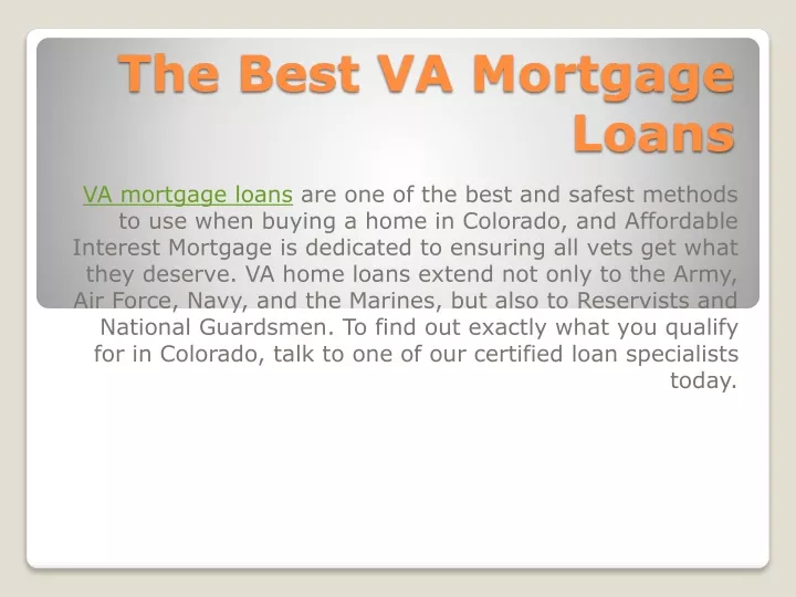 the best va mortgage loans