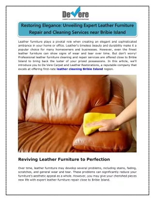 Restoring Elegance Unveiling Expert Leather Furniture Repair and Cleaning Services near Bribie Island