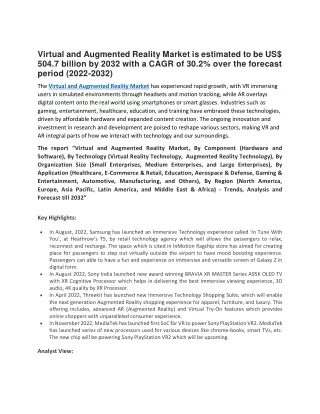 virtual and augmented reality market is estimated