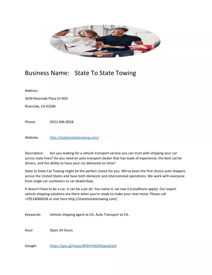 business name state to state towing