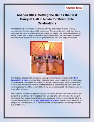 Best Wedding Hall in Noida